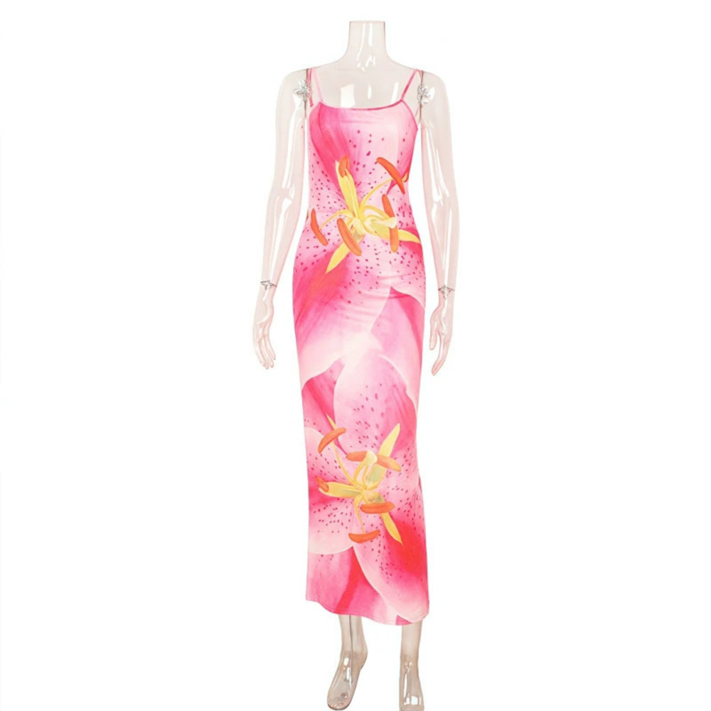 ZARA Summer Floral Print Resort Slim Fit Low Cut Backless Spaghetti Strap Dress - Picture 3 of 5